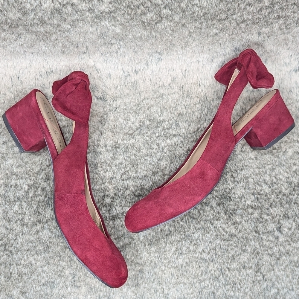 Sole Society Opal Suede Slingback Pumps Red Women's 7.5 - Picture 8 of 11